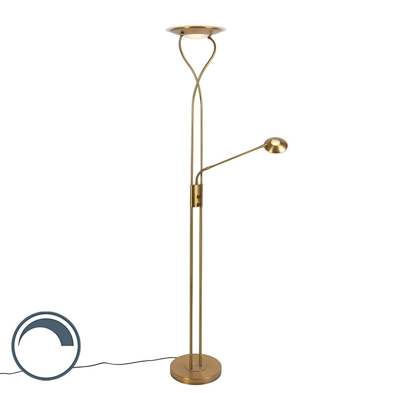 QAZQA Moderne Stehlampe Bronze inkl. LED mit Lesearm - Mallorca