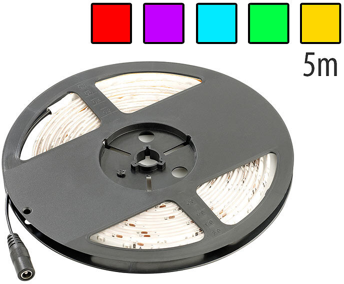 Lunartec LED-Streifen LC-500N, 5 m, RGB, Innenbereich