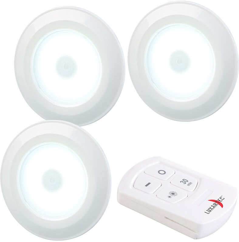 Lunartec 3er-Set superhelle COB-LED-Unterbauleuchten, Timer, 120lm, erweiterbar