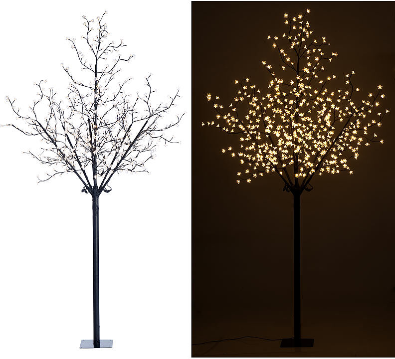 Lunartec LED-Deko-Baum mit 600 beleuchteten Blüten, 250 cm, für innen & außen