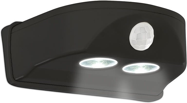 Luminea Batterie-LED-Türleuchte, Bewegungs-/Lichtsensor, 0,4 W, 50 lm, schwarz