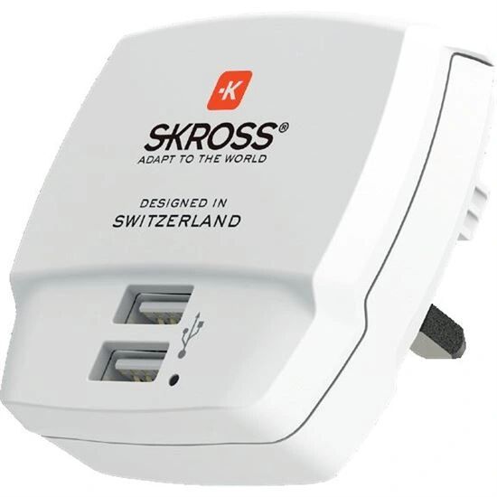 SKROSS Cestovní adaptér DC10UK 2x USB nabíjecí port 5V/2100mA, do zemí s UK standartem