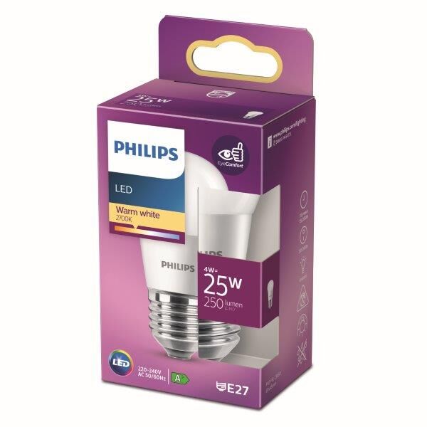 Philips 8718699771751 LED žárovka 4W/25W 250lm E27 2700K 220-240V P45 FR kapka