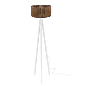 Toscohome Stehlampe mit Dreibein aus Holz und Schirm aus gewebtem Papier mit Bambuseffekt in der Farbe Kaffee - RODIBI1751