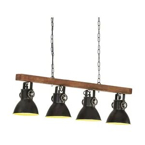 vidaXL Deckenlampe Industriestil Schwarz E27 Mangoholz