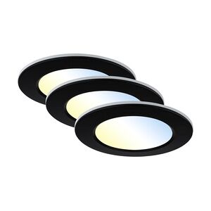 Di-Ka LED Einbauleuchte Fungo CCT 3er Set schwarz Ø 9,2 cm 4,8W dimmbar