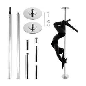 VEVOR Professionelle Tanzstange, Pole Dance Tragbare Tanzstange Profi ca. 222,6-282,4 cm Höhenverstellbare Abnehmbare Fitnessstange Spinning Fitness Silber, Tanzstange Fitnessstudios, Club, Party