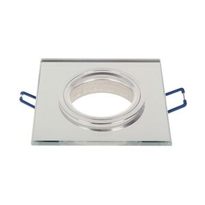 LED-Line LED line Einbaustrahler GU10 Einbaurahmen Glas Einbauleuchte Ø75mm Bohrloch für LED Silber Eckig