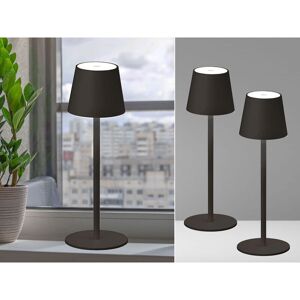 MEINEWUNSCHLEUCHTE 2er SET kabellose Akku Tischlampen Schwarz 38cm mit USB Kabel & Sensor Dimmer