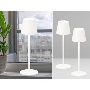 MEINEWUNSCHLEUCHTE 2er set kabellose Akku Tischlampen Weiß 38cm mit usb Kabel & Sensor Dimmer