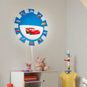 ETC-SHOP Kinderzimmerleuchte Spielzimmerlampe Wandleuchte Wandlampe Kinderleuchte, Cars Sticker Stahl Glas weiß blau, 1x E27 Fassung, DxH 35x8cm