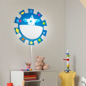 ETC-SHOP Kinderzimmerleuchte Spielzimmerlampe Wandleuchte Wandlampe Kinderleuchte, Sterne Sticker Stahl Glas weiß blau, 1x E27 Fassung, DxH 35x8cm, 2er Set