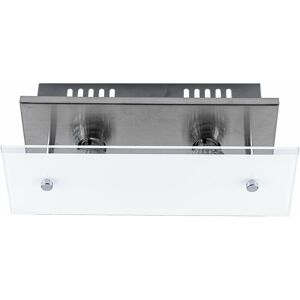 ETC-SHOP Deckenleuchte Deckenlampe Innenleuchte Glaslampe Küchenleuchte Wohnzimmer, Glas Metall Nickel matt 2 flammig, 2x LED 2x 3 Watt 2x 250 Lumen warmweiß,