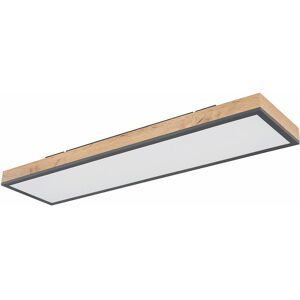 ETC-SHOP Deckenleuchte Designleuchte Deckenlampe Wohnzimmerleuchte Küche, Holzoptik weiß opal graphit, 1x led 24 Watt 1500 Lumen warmweiß, HxLxB 6,5x80x20 cm