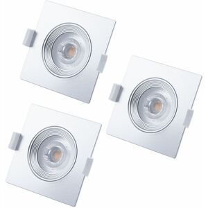 Briloner Einbaustrahler Deckenspots Deckenleuchte Einbauleuchten Flurleuchten Wohnzimmer, 3er Set silber eckig Spot beweglich, 3x led 3x 5 Watt 3x 350 Lumen