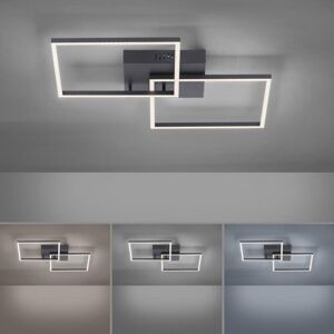 Leuchten Direkt LED Deckenleuchte Iven in Schwarz und Weiß 2x 13,5W 2400lm 530x530mm - Schwarz