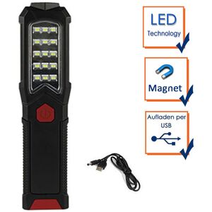 REV Led Handlampe akku & Taschenlampe mit Standfuß, Magnet & Haken zum Aufhängen