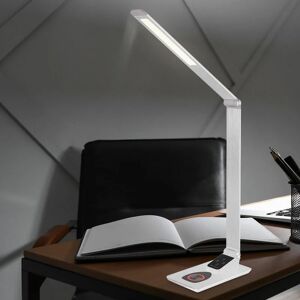 ETC-SHOP Tischlampe Schreibtischlampe Touch Dimmer led Leselampe silber Tischleuchte beweglich mit Wireless Charging, Aluminium Kunststoff, led 7 Watt 420 Lm