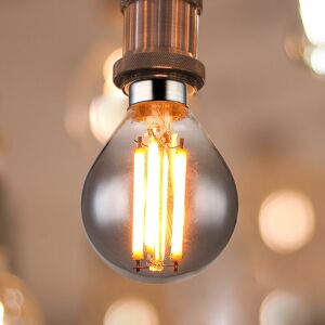 Globo Leuchtmittel Kugel LED Lampe Glas Glühbirne Vintage rauchfarben, 1x LED E14 Fassung 6 Watt 380 Lumen 1800 Kelvin warmweiß, Alu silber, DxH 4,5x7,8cm