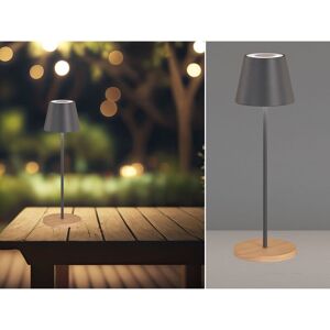 FHL EASY Outdoor Akku Tischlampe cosenza Grau / Holz ohne Kabel - led & rgb - Höhe 38cm