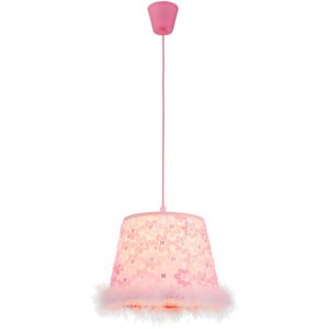 ETC-SHOP Pendel Lampe Spiel Kinder Zimmer Decken Textil Schirm Mädchen Hänge Leuchte pink