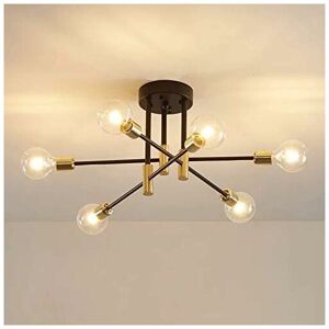 Aiskdan - Plafonnier Industriel, Lampe de plafond, Lustre industriel E27, 6-Luminaire suspension pour Chambre à coucher Salon (ampoule non incluse)