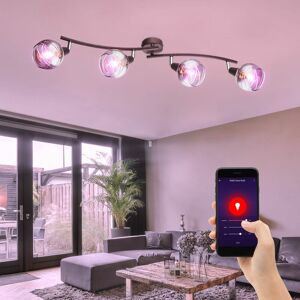 ETC-SHOP Smart Spot Leiste dimmbar Decken Leuchte Glas Lampe verstellbar App Handy Steuerung im Set inkl. RGB LED Leuchtmittel