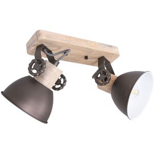 ETC-SHOP Decken Leuchte Wohn Zimmer Holz Balken Lampe fernbedienung im Set inkl. rgb led Leuchtmittel