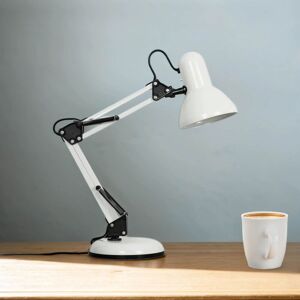 LICHT-ERLEBNISSE Schreibtischlampe Weiß E27 53 cm Metall Modern Schreibtischleuchte - Weiß