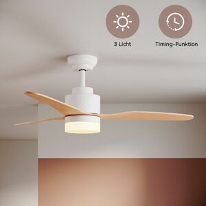 Deckenventilator mit Beleuchtung Fernbedienung 119cm Licht led Weiß 3 Flügel - Sonni