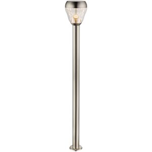 ETC-SHOP Standleuchte Außenleuchte Stehleuchte Stehlampe Edelstahl, Lampenschirm, Glas, klar, IP44 Spritzwasserfest, 1x led 8 Watt 700 Lumen warmweiß, DxH: