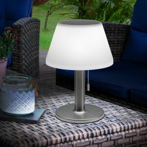 ETC-SHOP Tischleuchte Solarleuchte Außenlampe Terrassenleuchte Tischlampe Balkon, IP44 Spritzwasserfest Akku Zugschalter Edelstahl weiß, 10x led warmweiß, DxH