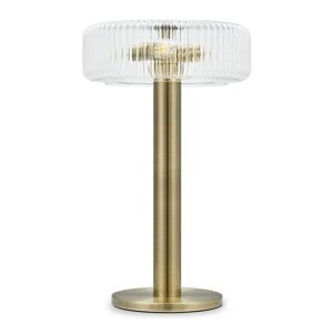 NV GALLERY Tischlampe CHARLTON - Tischlampe, Geripptes Glas & Messing, H51 - Weiß / Gold
