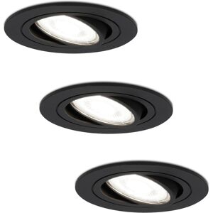 HOFTRONIC™ 3 Miro dimmbare LED Einbaustrahlern - Kippbarer Spot - 6000K - Mattschwarzes Aluminium - 5 Watt - Auswechselbare GU10-Lichtquelle - IP20 für Innenräume