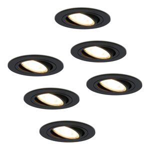 Hoftronic 6er Miro LED Einbaustrahler dimmbar - schwenkbar - 2700k warmweiß - Mattschwarzes Aluminium - 5 Watt - GU10 Austauschbaren Leuchtmittel- IP20 für Innenräume