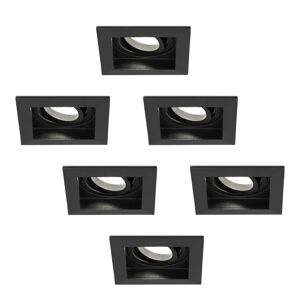 HOFTRONIC™ 6x Durham dimmbare LED Inbaustrahlern - Kippbar - Quadratisch - Versenkt - Schwarz - 5W - GU10 - Deckenstrahler - 6000K tageslichtweiß Licht - IP20