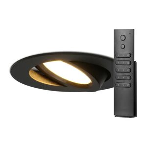 HOFTRONIC™ Satz von 20 Dimmbarer LED Einbaustrahler Rome - Schwarz - 6 Watt- Kippbar - 2700K warm weiß - IP44 - Inklusive Fernbedienung - Ultra flach