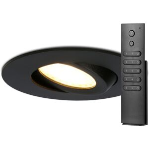 HOFTRONIC™ Komplettset 8 Stück LED Einbaustrahlern Napels IP65 8 Watt 2700K dimmbar 360° Schwenkbar Schwarz  inkl. Fernbedienung