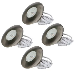 HOFTRONIC™ Pavo 4er LED Einbaustrahler ultraflach 12mm Möbeleinbaustrahler Edelstahl 3 Watt 2700K 260lm