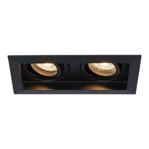 HOFTRONIC™ Durham LED Einbaustrahler Doppel Schwarz - GU10 5 Watt 400 lumen – 2700K Warmweiß - Schwenkbar - IP20 für Innen - Rechteckig