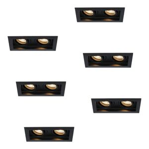 HOFTRONIC™ 6er-Set Durham LED Einbaustrahler Doppel Schwarz - GU10 5 Watt 400 lumen – 2700K Warmweiß - Schwenkbar - IP20 für Innen - Rechteckig