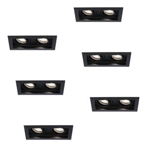 HOFTRONIC™ 6er-Set Durham LED Einbaustrahler Doppel Schwarz - GU10 5 Watt 400 lumen – 6000K Tageslichtweiß - Schwenkbar - IP20 für Innen - Rechteckig