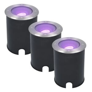 HOFTRONIC™ 3x Lilly Smart LED Bodenstrahler - Kippbar - überfahrbar - Rund - Edelstahl -  RGBWW - 5.5 Watt - IP67 wasserdicht - 3 Jahre Garantie