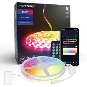 HOFTRONIC™ Smart LED-Streifen - WiFi + Bluetooth - Flow Color - 5 Meter - 12V - IP65 für den Innenbereich - Steuerbar per App - Musikmodus - Inklusive Fernbedienung - LED-Lichtschlange - Komplettset