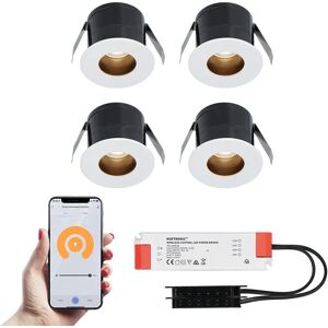 HOFTRONIC SMART 4x Olivia weißen Smart LED Einbaustrahler Komplett-Set - Wifi & Bluetooth - 12V - 3 Watt - 2700K warmweiß