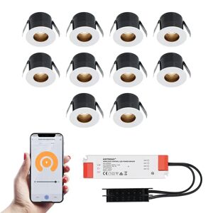 HOFTRONIC SMART 10x Olivia weißen Smart LED Einbaustrahler Komplett-Set - Wifi & Bluetooth - 12V - 3 Watt - 2700K warmweiß