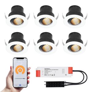 HOFTRONIC SMART 6x Medina weißen Smart LED Einbaustrahler Komplett-Set - Wifi & Bluetooth - 12V - 3 Watt - 2700K warmweiß