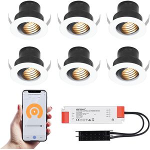 HOFTRONIC SMART 6x Medina weißen Smart LED Einbaustrahler Komplett-Set - Wifi & Bluetooth - 12V - 3 Watt - 2700K warmweiß