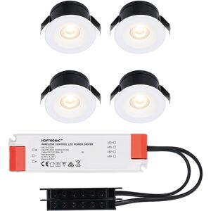 HOFTRONIC™ 4x Cadiz - Mini 12V LED Downlight weiß mit Trafo - 3 Watt - Nicht dimmbar - IP44 wasserdicht für den Außenbereich - 2700K Warmweiß - Geringe Einbautiefe 26mm - Für Veranda, Bad, Carport und Innenbereich