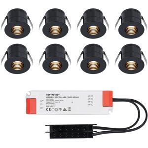 HOFTRONIC™ 8x Betty schwarzes LED-Downlight Komplett-Set - Nicht dimmbar - 12V - 3 Watt - Verandabeleuchtung - Innen und Außenbereich - 2700K warmweiß